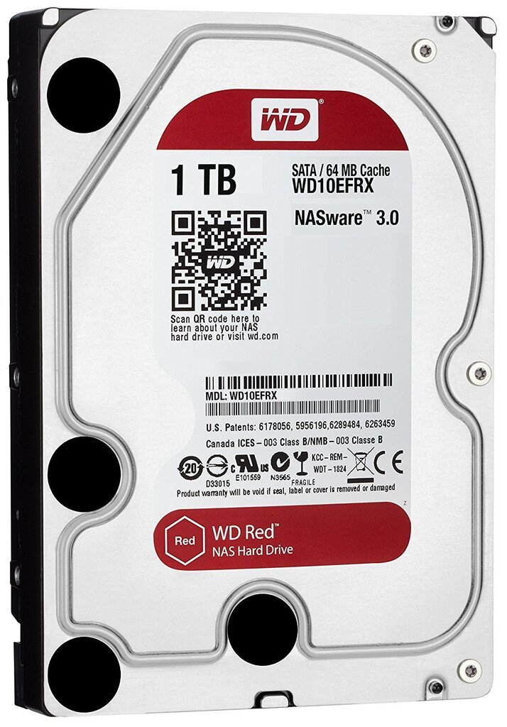 Western Digital Red 1TB IntelliPower SATA3 64MB WD10EFRX цена и информация | Sisemised kõvakettad (HDD, SSD, Hybrid) | kaup24.ee