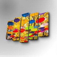 Viieosaline reproduktsioon Värvilised vihmavarjud hind ja info | Seinapildid | kaup24.ee