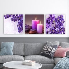 Kolmeosaline reproduktsioon Lavendel ja küünlad hind ja info | Seinapildid | kaup24.ee
