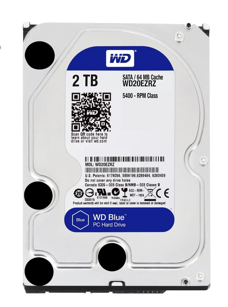 Sisemine kõvaketas Western Digital Blue HDD 2TB 5400RPM SATA3 64MB WD20EZRZ hind ja info | Sisemised kõvakettad (HDD, SSD, Hybrid) | kaup24.ee