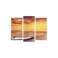 Репродукция из трех частей Лодки на пляже цена и информация | Картины, живопись | kaup24.ee