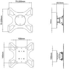  TECHLY 301412 19-37, max 25kg цена и информация | Кронштейны и крепления для телевизоров | kaup24.ee