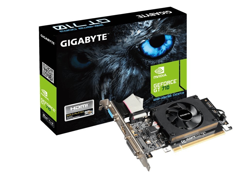 Gigabyte GeForce GT710 2GB GDDR3 PCIE GV-N710D3-2GL hind ja info | Videokaardid (GPU) | kaup24.ee