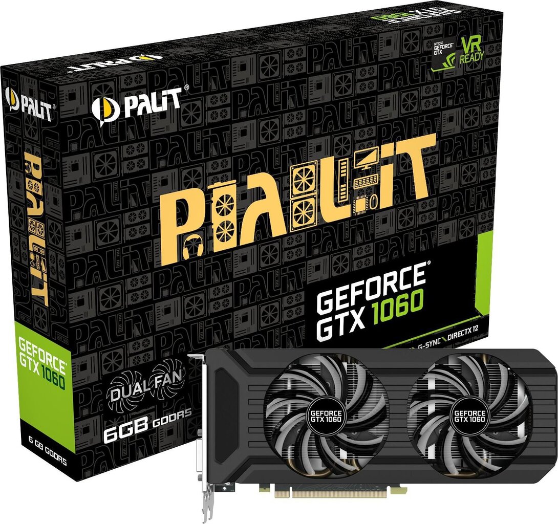 Видеокарта Videokaart Palit Dual GeForce GTX1060 6GB DDR5 PCIE  NE51060015J9D цена | kaup24.ee