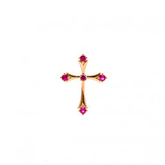 Золотой крестик с рубинами ZKFY00165P5R0R цена и информация | Украшение на шею | kaup24.ee