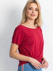 Burgundia värvi tagaküljel kaelusega T-särk hind ja info | Naiste T-särgid, topid | kaup24.ee