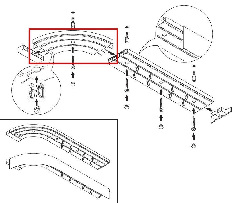 Laekarniis PVC viimistlusnurk, 1 rööbas, valge цена и информация | Kardinapuud | kaup24.ee