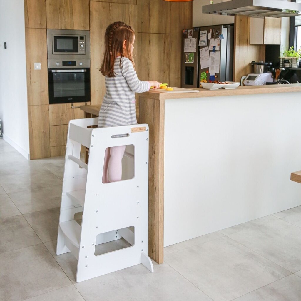 Väikelaste köögi abitool, puidust, KiddyMoon ST-003, Must hind ja info | Laste lauad ja toolid | kaup24.ee