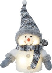 Снеговик в серой шляпе, 4 светодиода, работает от батареек цена и информация | Рождественские украшения | kaup24.ee