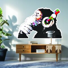 Наклейка думающей обезьяны - художественная виниловая наклейка на стену - наклейка обезьяны в наушниках цена и информация | Декоративные наклейки | kaup24.ee