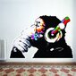Mõtleva dj ahvi kleebis - Art vinüülist seinakleebis - Kõrvaklapidega ahven kleebisel hind ja info | Seinakleebised | kaup24.ee
