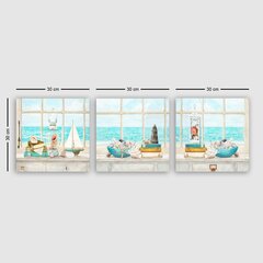 Репродукция из трех частей 
Окно в море цена и информация | Картины, живопись | kaup24.ee