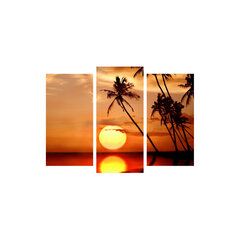 Репродукция из трех частей Солнце и пальмы цена и информация | Картины, живопись | kaup24.ee
