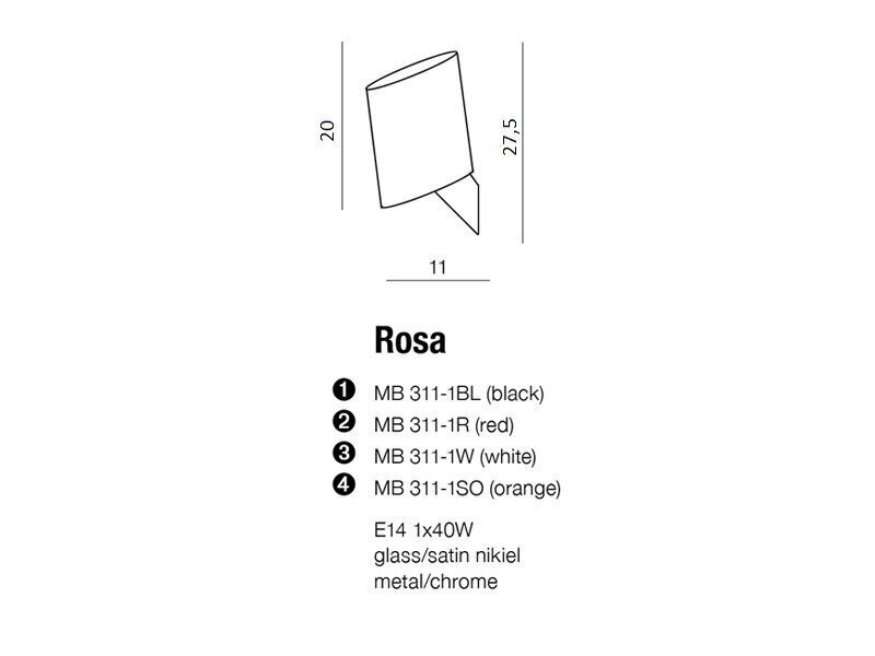 Seinalamp Azzardo Rosa Orange цена и информация | Seinavalgustid | kaup24.ee