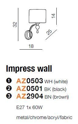 Seinalamp Azzardo Impress White цена и информация | Seinavalgustid | kaup24.ee