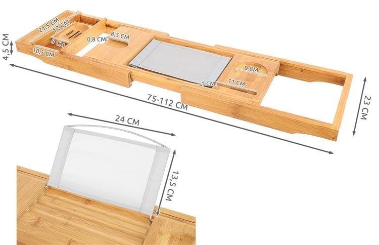 Reguleeritav Overlay bambusest vanniriiul Eco hind ja info | Vannitoa sisustuselemendid ja aksessuaarid | kaup24.ee