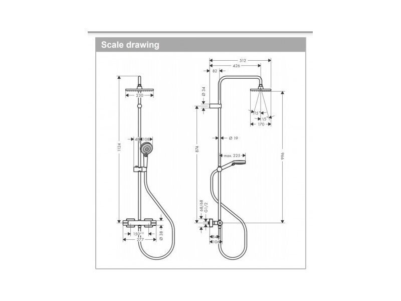 Hansgrohe Vernis Shape 230 termostaatiline dušisüsteem, must, 26286670 цена и информация | Komplektid ja dušipaneelid | kaup24.ee