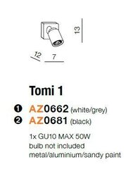 Azzardo потолочный светильник Tomi 1 Black цена и информация | Потолочные светильники | kaup24.ee