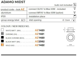 Azzardo süvistatav valgusti Adamo Midst hind ja info | Süvistatavad ja LED valgustid | kaup24.ee