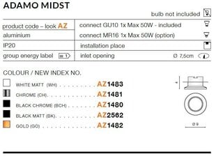 Azzardo встраиваемый светильник Adamo Midst цена и информация | Монтируемые светильники, светодиодные панели | kaup24.ee