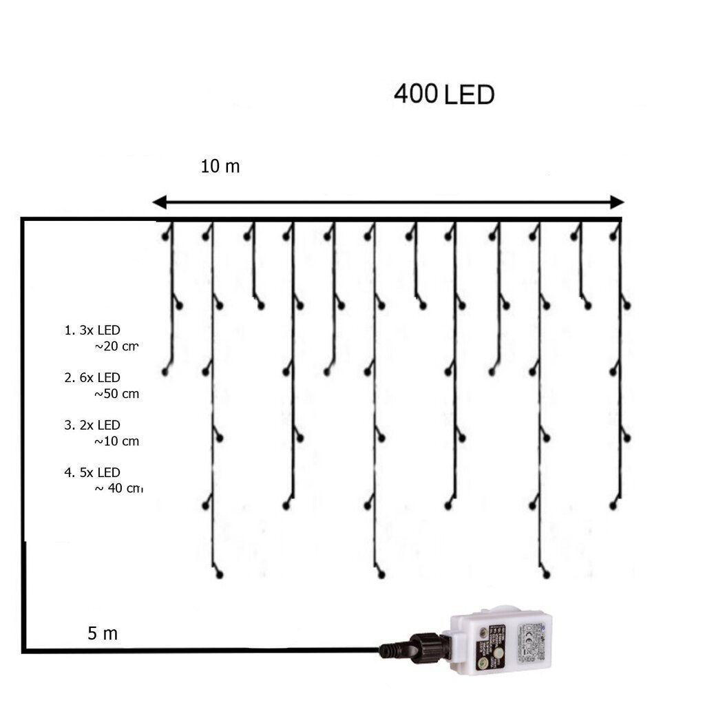 Kardin 400 LED koos puldiga ja dimmeriga "Premium Intelligence", külm valge цена и информация | Jõulutuled | kaup24.ee