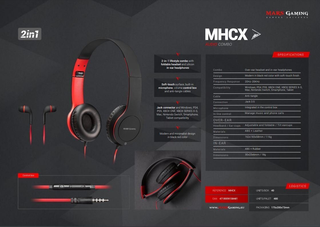 Mars Gaming MHCX 2-IN-1 hind ja info | Kõrvaklapid | kaup24.ee