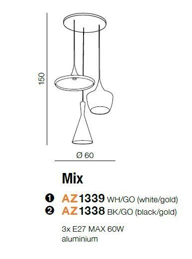 Valgusti Azzardo Mix AZ1339 hind ja info | Rippvalgustid | kaup24.ee