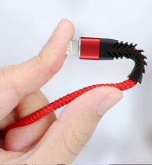 USB-A + USB-C kaabel Fusion Fishbone 30W / 3A / 1.5m punane hind ja info | Mobiiltelefonide kaablid | kaup24.ee