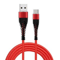 Кабель Fusion Fishbone USB-A - USB-C, 30 Вт / 3А / 1,5 м красный цена и информация | Кабели для телефонов | kaup24.ee