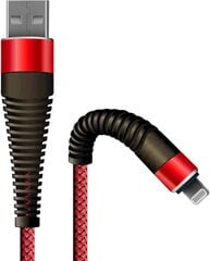 USB-A + Lightning kaabel Fusion Fishbone 30W / 3A / 1.5m punane цена и информация | Кабели для телефонов | kaup24.ee