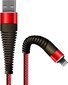 USB-A + Lightning kaabel Fusion Fishbone 30W / 3A / 1.5m punane hind ja info | Mobiiltelefonide kaablid | kaup24.ee