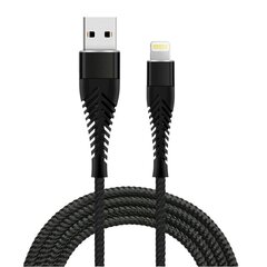 Кабель Fusion Fishbone USB-A - Lightning 30 Вт / 3А / 1,5 м черный цена и информация | Кабели для телефонов | kaup24.ee