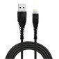 USB-A + Lightning kaabel Fusion Fishbone 30W / 3A / 1.5m must hind ja info | Mobiiltelefonide kaablid | kaup24.ee