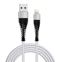 USB-A + Lightning kaabel Fusion Fishbone 30W / 3A / 1.5m valge цена и информация | Кабели для телефонов | kaup24.ee