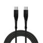 USB-C + USB-C kaabel Fusion Fishbone 65W / 3A / 1.5m must цена и информация | Mobiiltelefonide kaablid | kaup24.ee