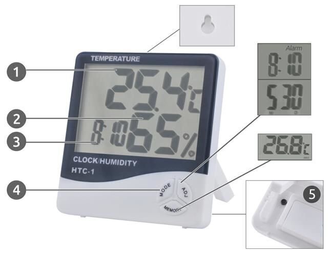 Digitaalne termomeetri hügromeetri õhujaam &quot;Zegar5in1 3466&quot; цена и информация | Ilmajaamad, termomeetrid | kaup24.ee