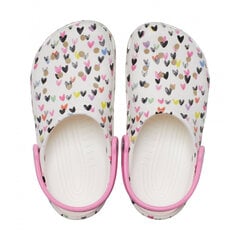 Sussid tüdrukutele Crocs™ Classic Heart Print Clog, valge цена и информация | Детские тапочки, домашняя обувь | kaup24.ee