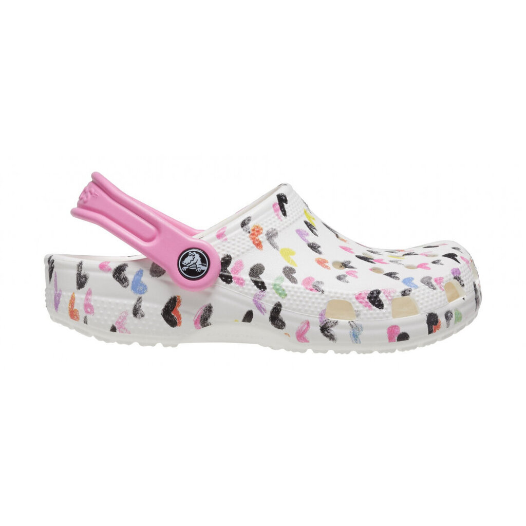 Sussid tüdrukutele Crocs™ Classic Heart Print Clog, valge hind ja info | Laste sussid ja plätud | kaup24.ee