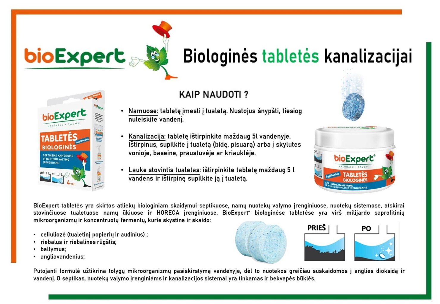 Bioloogilised tabletid reovee jaoks. 12tk цена и информация | Mikroorganismid, bakterid | kaup24.ee