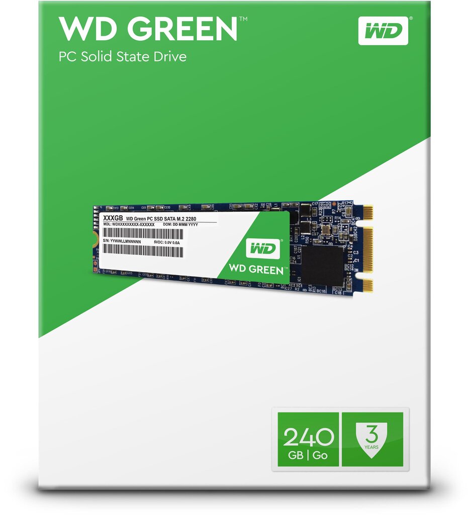 Sisemine kõvaketas Western Digital Green 240GB M.2 SATAIII WDS240G1G0B цена и информация | Sisemised kõvakettad (HDD, SSD, Hybrid) | kaup24.ee