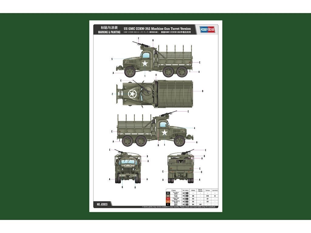 Hobbyboss - US GMC CCKW-352 Machine Gun Turret Version, 1/35, 83833 hind ja info | Klotsid ja konstruktorid | kaup24.ee