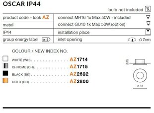 Süvistatav valgusti Azzardo AZ1715 Oscar hind ja info | Süvistatavad ja LED valgustid | kaup24.ee