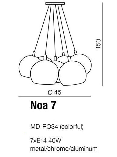 Lamp Azzardo Noa 7 AZ1324 цена и информация | Rippvalgustid | kaup24.ee