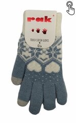Перчатки для девушек с шерстью подходят для сенсорных экранов Rak R-153, синие/белые цена и информация | Зимняя одежда для детей | kaup24.ee