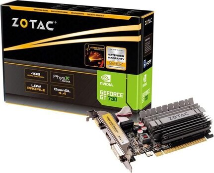 Видеокарта ZOTAC GT 730 ZONE Edition Low Profile 4GB DDR3 цена и информация | Видеокарты | kaup24.ee