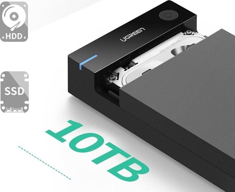 Ugreen US222 väline SATA -draiv, HDD 3,5 "USB 3.0, must цена и информация | Välised kõvakettad (SSD, HDD) | kaup24.ee