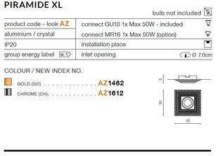 Süvistatav valgusti Azzardo AZ1612 Piramide XL hind ja info | Süvistatavad ja LED valgustid | kaup24.ee