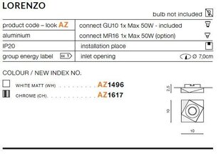 Süvistatav valgusti Azzardo AZ1617 Lorenzo hind ja info | Süvistatavad ja LED valgustid | kaup24.ee