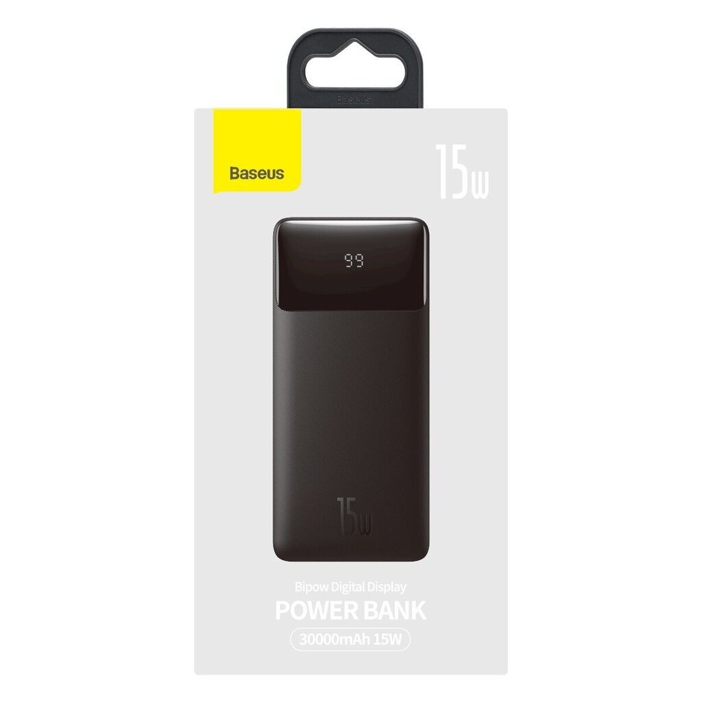 Akupank Baseus Bipow PPDML-K01 30000 mAh / 15W / 12V / 3A, must hind ja info | Akupangad | kaup24.ee