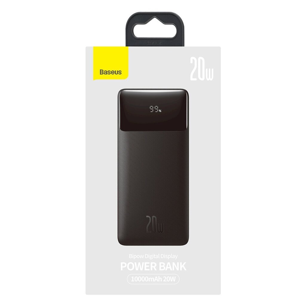 Akupank Baseus Bipow PPDML-L01 10000 mAh / 20W / 12V / 3A, must цена и информация | Akupangad | kaup24.ee